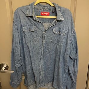 wrangler button up denim shirt